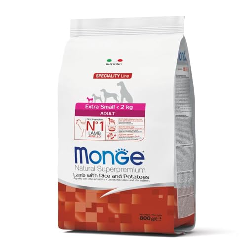 Monge Natural Superpremium ADULT LAMB WITH RICE AND POTATOES, Trockenfutter für Hunde (Hundefutter aus Lamm mit Reis und Kartoffeln, hochwertiges Futter, ohne Zusatz von Konservierungsstoffen, 800 g) von Monge