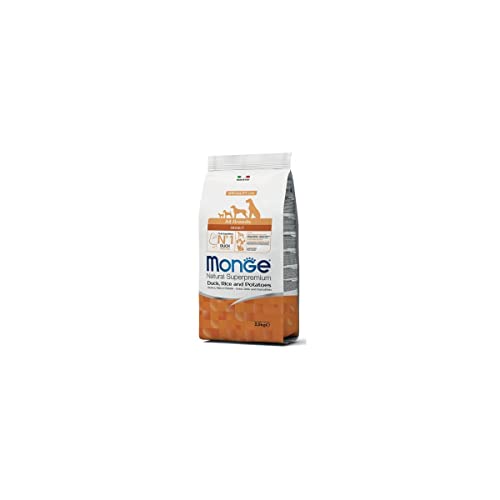 Monge Natural Superpremium Adult Duck, Rice and Potatoes, Hundefutter für alle Rassen (Trockenfutter für Hunde mit Ente, Reis & Kartoffeln, sehr Ballaststoff- & Vitaminreich, 12 kg) von Monge