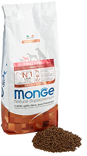 Monge Natural Superpremium Monoprotein* Adult Lamb with Rice and Potatoes, Trockenfutter für Hunde (Futter aus Lamm, Reis und Kartoffeln, optimale Verdaulichkeit, ohne Zusatz von Farbstoffen, 7,5 kg) von Monge