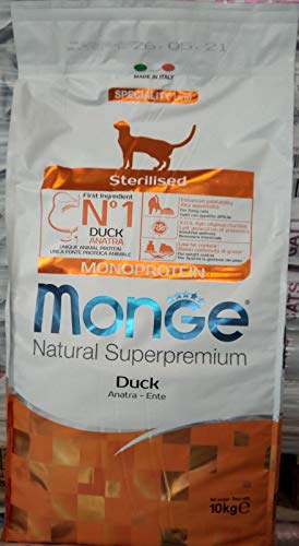 Monge Natural Superpremium Monoprotein STERILISED Duck, Trockenfutter für sterilisierte Katzen (Futter aus Ente, niedriger Fettgehalt, hochwertige Rezeptur, ohne Zusatz von Farbstoffen, 10 kg) von Monge