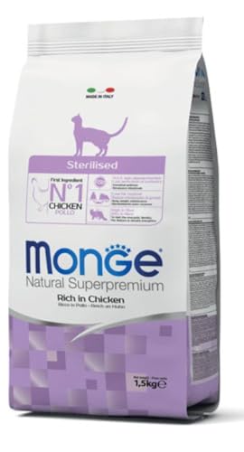 Monge Natural Superpremium STERILISED Rich IN Chicken, Nassfutter für Katzen (Nassfutter aus Huhn, reich an Ballaststoffen, ohne Farbstoffe und künstliche Konservierungsmittel, Katzenfutter, 400 g) von Monge