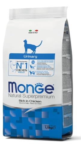 Monge Natural Superpremium URINARY CHICKEN, Trockenfutter für sterilisierte Katzen (Futter aus Huhn, Verringerung von Struvitsteinen, hochwertige Rezeptur, ohne Zusatz von Farbstoffen, 1,5 kg) von Monge