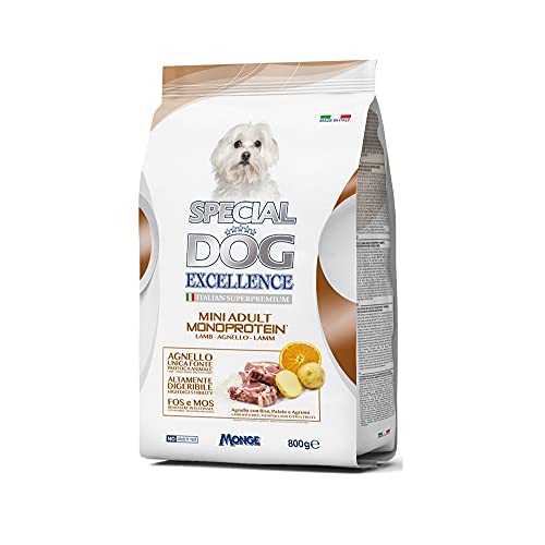 Monge Special Dog Excellence Italian Superpremium Mini Adult Monoprotein Agnello Con Riso, Patate e Agrumi Lamm mit Reis, Kartoffeln und Zitrus 800g von Monge