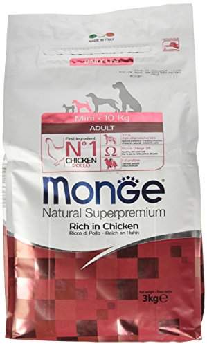 Monge Natural Superpremium Adult Rich IN Chicken, Hundefutter für alle Rassen (Trockenfutter für Hunde unter 10 kg, mit Huhn, sehr Ballaststoff- & Vitaminreich, 0,8 kg) von Monge