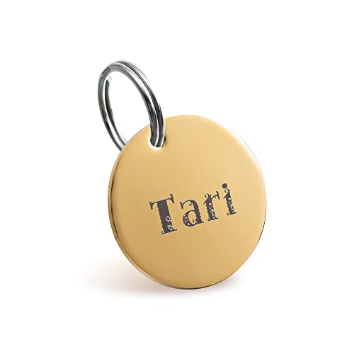 Rund Hundemarke mit Gravur Edelstahl Haustiere ID Tag Erkennungsmarke für Hundehalsband (Gold,M) von Gredstar