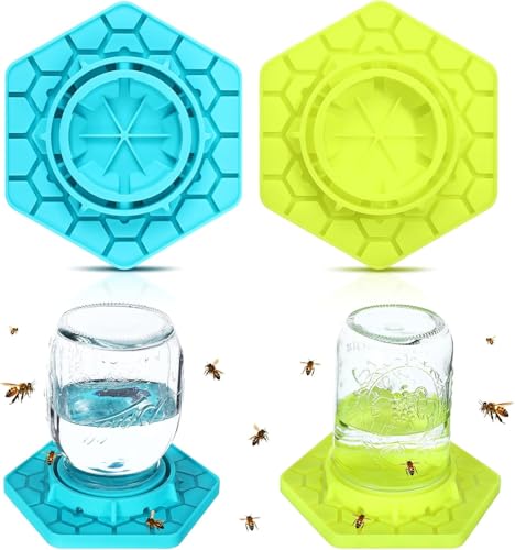 2 Stück Bienenfutterstation für normale und breite Öffnung, Einmachglas, Bienen-Futterstation, Silikon-Bienen-Futterstation für den Garten, Bienenzucht, Wassertränke für die Imkerei im Freien von Monivi