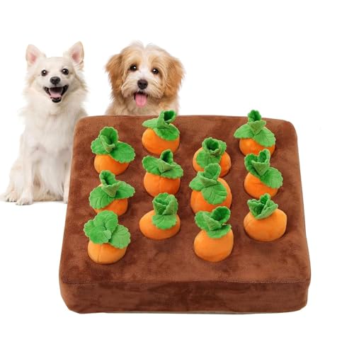 Schnüffelmatte mit Quietschkarotte - 2-in-1-Puzzle-Spielzeug für Hunde, rutschfeste Nasenarbeit Futterspiele, ideal für aggressive Kauer, Stressabbau für Haustiere von Monivi