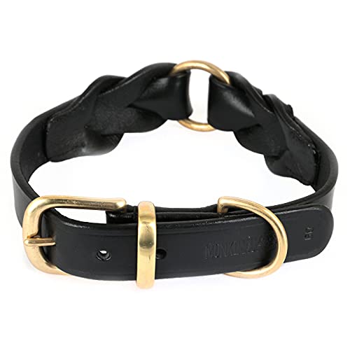 Monkimau Hundehalsband - Halsband für Hunde echt Leder geflochten verstellbar (M: 30mm x 55cm) von MONKIMAU