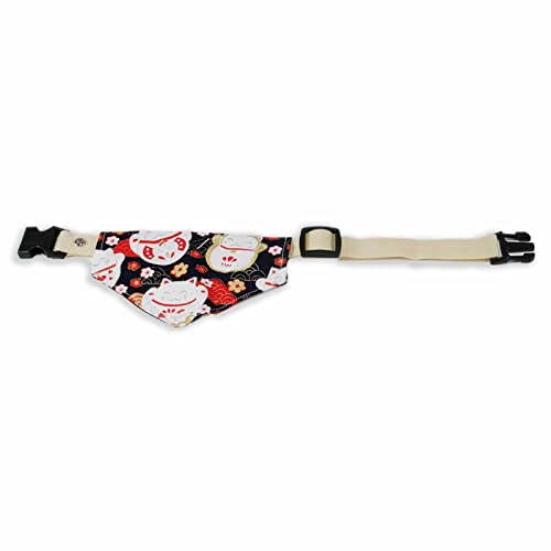 Monkimau Hundehalstuch für mittelgroße Hunde - Halsband aus Nylon mit Klickverschluss und Halstuch für Hunde aus Baumwolle mit Glückskatzen von Monkimau