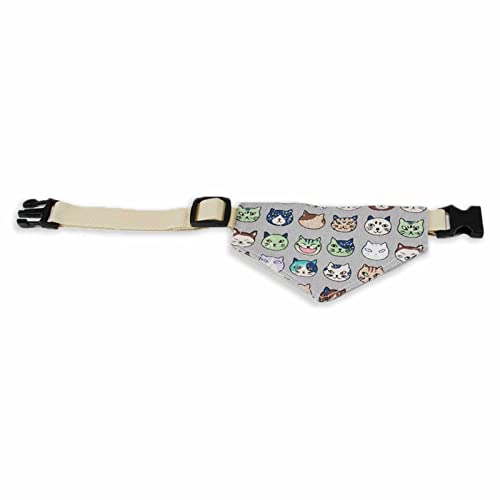 Monkimau Hundehalstuch für mittelgroße Hunde - Halsband aus Nylon mit Klickverschluss und Halstuch für Hunde aus Baumwolle mit Katzen von Monkimau