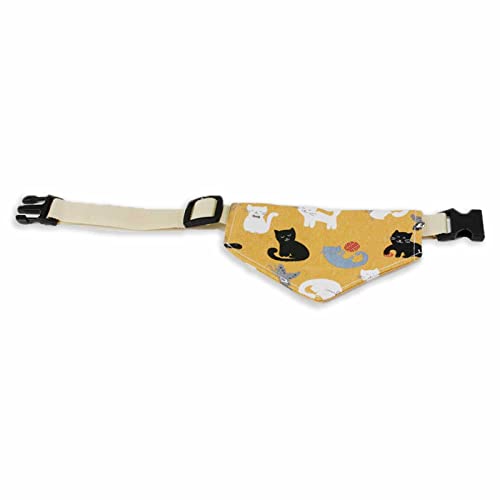 Monkimau Hundehalstuch für mittelgroße Hunde - Halsband aus Nylon mit Klickverschluss und Halstuch für Hunde aus Baumwolle süßes Katzen Design von Monkimau