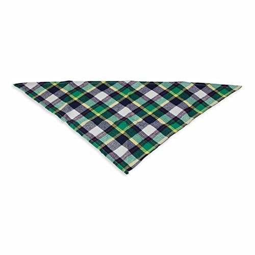 Monkimau Hundehalstuch für mittelgroße Hunde - Halstuch für Hunde aus Baumwolle schwarz weiß grün kariert von Monkimau