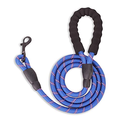 Monkimau Hundeleine mit reflektierenden Streifen (1,5m) - aus Nylon - für große Hunde - blau von Monkimau