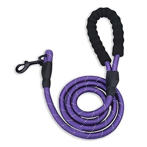 MONKIMAU Hundeleine mit reflektierenden Streifen (1,5m) - aus Nylon - für große Hunde - lila von MONKIMAU