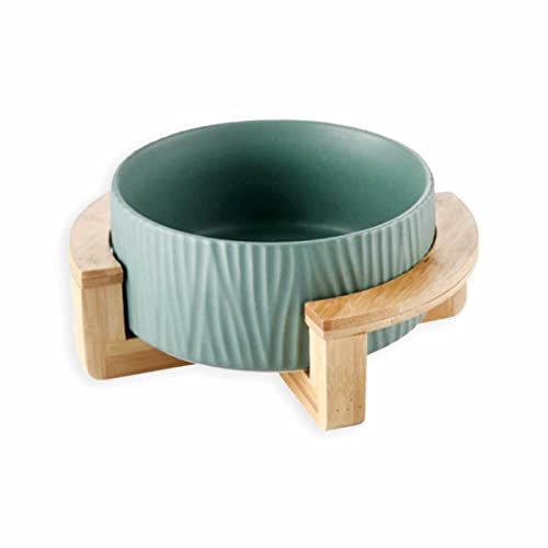 Monkimau Hundenapf Katzennapf aus Keramik - Napf mit Ständer erhöht Futternapf Fressnapf Keramiknapf (S - 650 ml, grün) von Monkimau