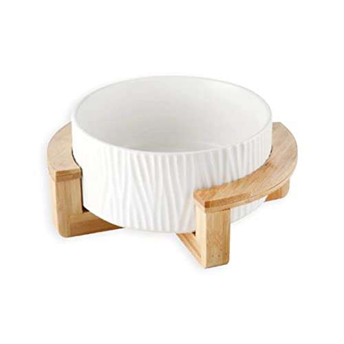 Monkimau Hundenapf Katzennapf aus Keramik - Napf mit Ständer erhöht Futternapf Fressnapf Keramiknapf (S - 650 ml, weiß) von Monkimau
