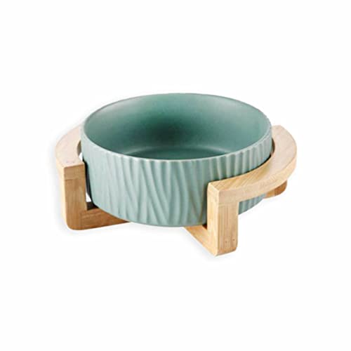 Monkimau Hundenapf Katzennapf aus Keramik - Napf mit Ständer erhöht Futternapf Fressnapf Keramiknapf (XS - 400 ml, grün) von Monkimau