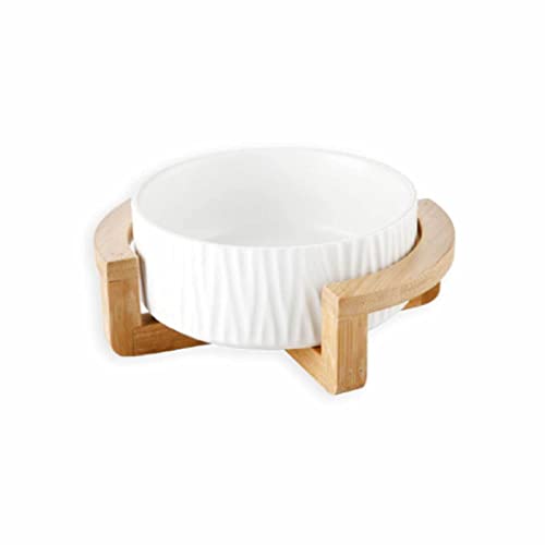 Monkimau Hundenapf Katzennapf aus Keramik - Napf mit Ständer erhöht Futternapf Fressnapf Keramiknapf (XS - 400 ml, weiß) von Monkimau