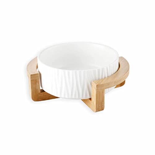 Monkimau Hundenapf Katzennapf aus Keramik - Napf mit Ständer erhöht Futternapf Fressnapf Keramiknapf (XS - 400 ml, weiß) von MONKIMAU