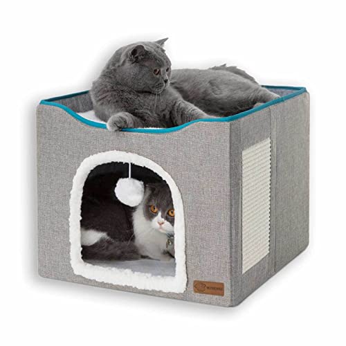 Monkimau Katzenhöhle für 2 große Katzen flauschig warm Katzenbett von Monkimau