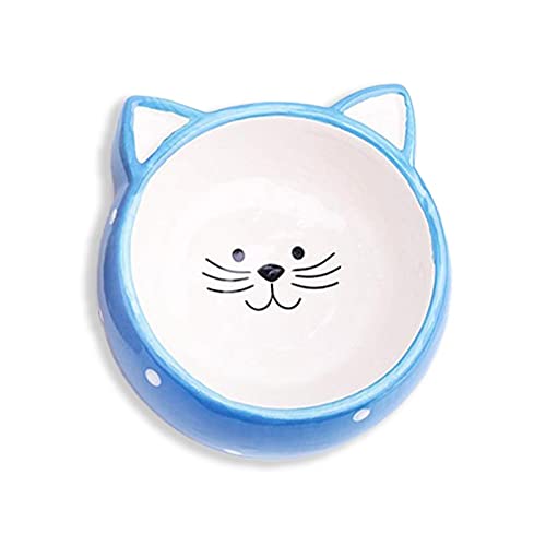 Monkimau Katzennapf aus Keramik mit Katzen-Motiv - Napf Futternapf Fressnapf (blau) von Monkimau