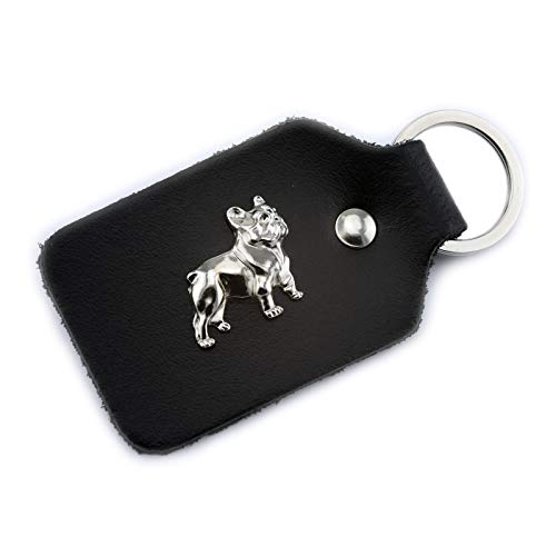 MONKIMAU Schlüsselanhänger Französische Bulldogge Hund aus Leder (Schwarz) von MONKIMAU