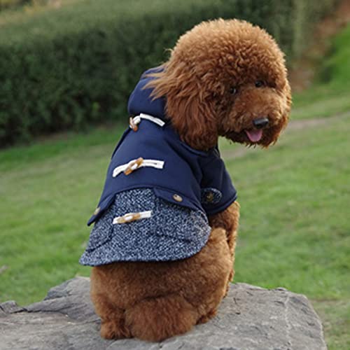 Hunde-Kapuzenpullover für kleine Hunde, mit Knopfverschluss, Baumwolle, zweibeinig, Größe XS, Marineblau von Monnadu