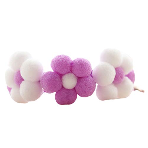 Monnadu Halsband für Haustiere, verstellbar, handgewebt, Plüschball, Blume, Haustier, Violett + Weiß, S von Monnadu