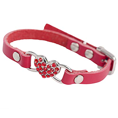 Monnadu Halskette für Hunde und Katzen, mit Strasssteinen, verstellbar, Größe XS, Rot / Rot von Monnadu