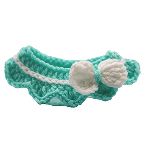 Monnadu Handgewebtes Halsband für Katzen und Hunde, mit Schleife, Grün + Weiß, Größe L von Monnadu