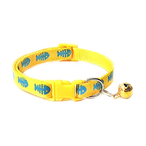 Monnadu Haustier-Halskette mit Glöckchen-Druck, verstellbar, Gelb von Monnadu
