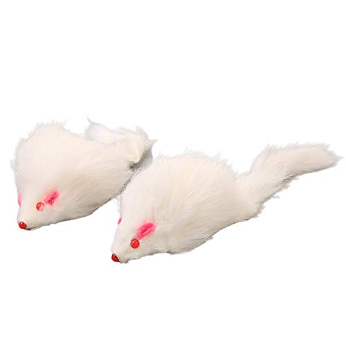 Monnadu Künstliche weiche Plüsch-Mäuse, Katzen, interaktiv, Weiß, 2 Stück von Monnadu
