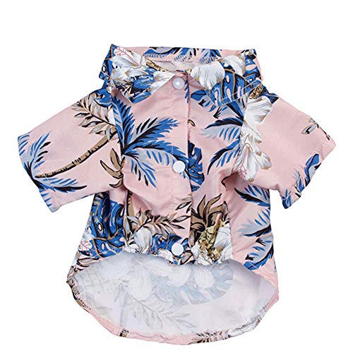 Monnadu Pets Summer Hawaii-Bluse mit Kokosnussbaum, Ananas-Druck, für den Strand, Größe XL, Rosa von Monnadu