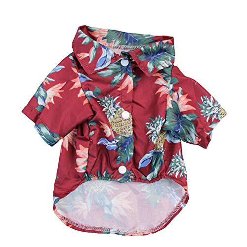 Monnadu Pets Summer Hawaii-Hemd mit Kokosnussbaum, Ananas-Aufdruck, Hawaii-Hemd für Hunde, Rot, Größe M von Monnadu