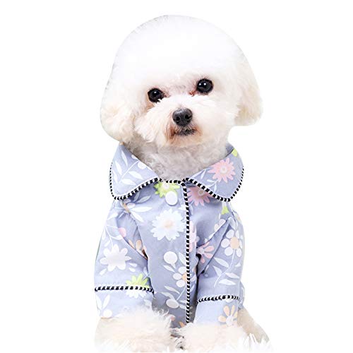 Monnadu Schlafanzug für Hunde, mit Blumendruck, atmungsaktiv, 2 Beinen, Blau von Monnadu