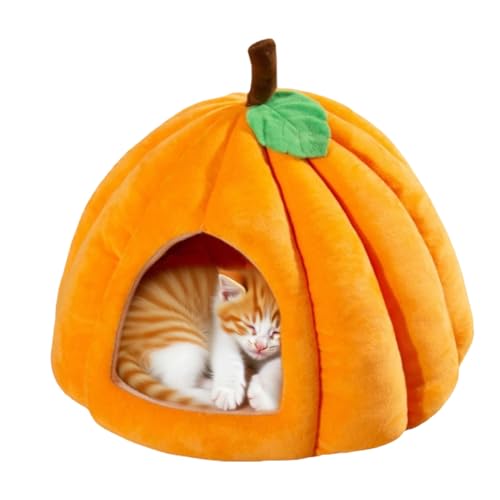 Katzenbetten und Sofa, Katzenhöhlen, Katzenhaus-Kürbis-Hütte mit abnehmbarem Kissen, Kätzchenbett für Haustiere, Orange, geeignet für Haustiere mit einem Gewicht von 2,5 kg/4 kg/7,5 kg Katzenbetten und Sofa, Katzenhöhlen, Katzenhaus-Kürbis-Hütte mit abnehmbarem Kissen, Kätzchenbett für Haustiere, Orange, geeignet für Haustiere mit einem Gewicht von 2,5 kg/4 kg/7,5 kg von Monozoz