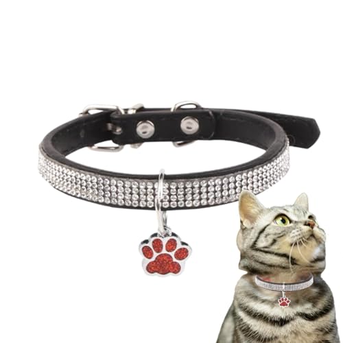 Monozoz Edelstein Katzenhalsband, Katzenhalsband Strass | süße Katzenhalsbänder,Verstellbare Haustierhalsbänder mit Pfotenabdruck-Anhänger, Haustierzubehör für Katzen, Kätzchen, Welpen, Monozoz Edelstein Katzenhalsband, Katzenhalsband Strass | süße Katzenhalsbänder,Verstellbare Haustierhalsbänder mit Pfotenabdruck-Anhänger, Haustierzubehör für Katzen, Kätzchen, Welpen, von Monozoz