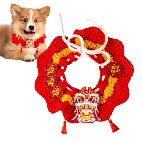 Monozoz Gestrickte Katzenhalsbänder | Häkel-Katzenhalsband mit verstellbarem Seil – Winter-Katzenhalsband, bequemes Haustierhalsband für Outdoor, Camping, Zuhause von Monozoz