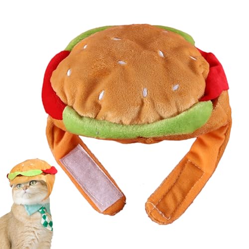 Monozoz Halloween-Kostüm für Hunde, Cosplay, Katze, lustige Hamburgermütze, Burger-förmiges Welpenkostüm, Zubehör, Kopfbedeckung für Katzen, Hunde, Welpen, Kätzchen von Monozoz