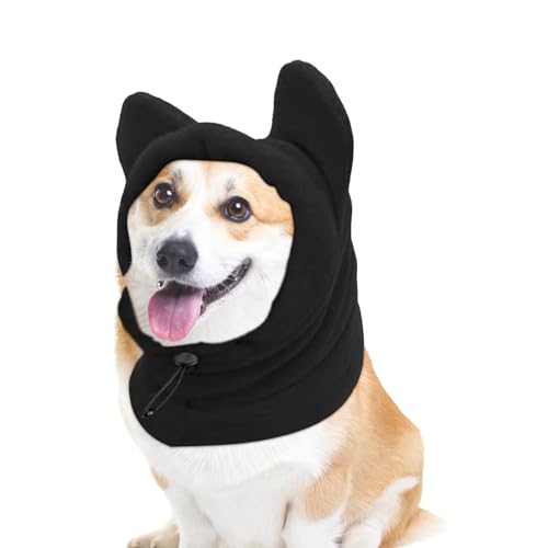 Monozoz Hunde-Ohrenschützer, gemütlicher Polarfleece-Hund, warme Mütze, kaltes Wetter, Ohren-Kapuzenpullover, Kopfwickel, Halswärmer, Schal für kleine und mittelgroße Tiere von Monozoz