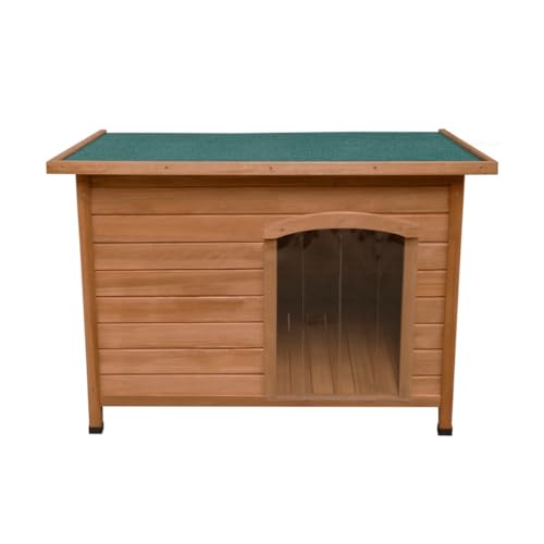 Hundehütte aus Tannenholz Groß Hundehaus Hundehöhle Tierhaus 80 x 116 x 79cm Outdoor Indoor Abgeschrägtes & Aufklappbares Filzdach Abnehmbaren Boden 5cm Füße Türklappen Wetterfest Einfache Reinigung von Monster Shop