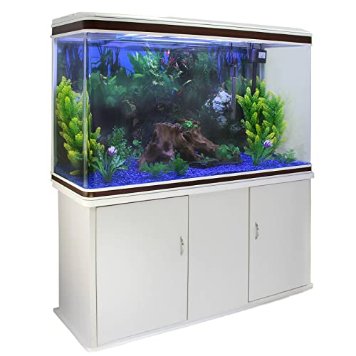 MonsterShop Aquarium Starter Komplettset Aquarium mit passendem Unterschrank inklusive Aquarienpflanzen Blauer Kies Aquarium Hintergrund 143.5cm H x 120.5cm B x 39cm T von Monster Shop
