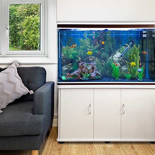 MonsterShop Aquarium für Fische und Starterzubehör, weißer Schrank, blauer Kies und Pflanzen, 1,2 m, 300 Liter von Monster Shop