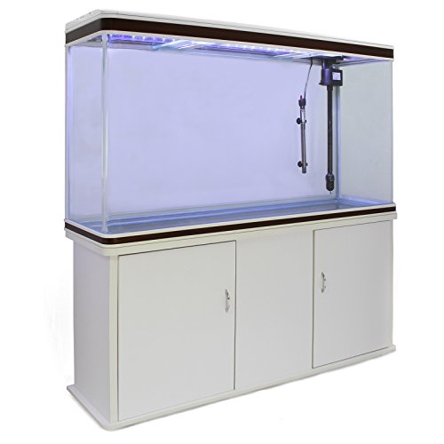 Monster Shop 300 Liter Heimaquarium Aquarium mit Unterschrank Aquariumkobination mit LED-Licht in Weiß 70cm H x 120cm B x 39cm T von Monster Shop