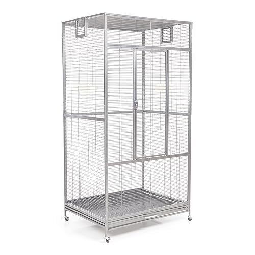 Montana Cages | Premium Voliere New Sydney I Vogelkäfig für Sittiche und kleine Papageien, inkl. 2 Näpfe, 4 Lenkrollen, AVILON Pulverbeschichtung, Platinum Edition, ca. 90 x 70 x 180cm von Montana Cages