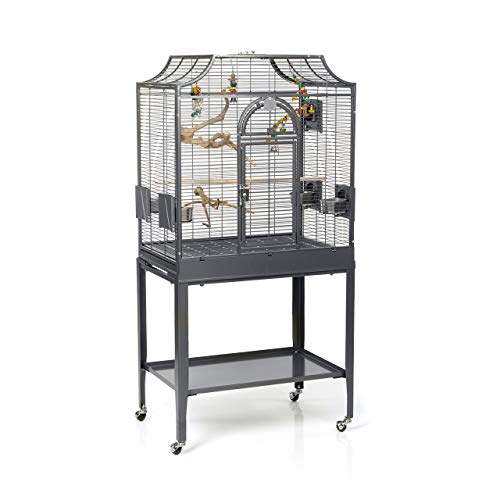 Montana Cages | Premium Vogelkäfig Madeira I Vogelkäfig für Sittiche, inkl. Anflugklappe, Freisitz, 4 Edelstahlnäpfe, AVILON Pulverbeschichtet, Antik Edition, ca. 69 x 45 x 141cm von Montana Cages