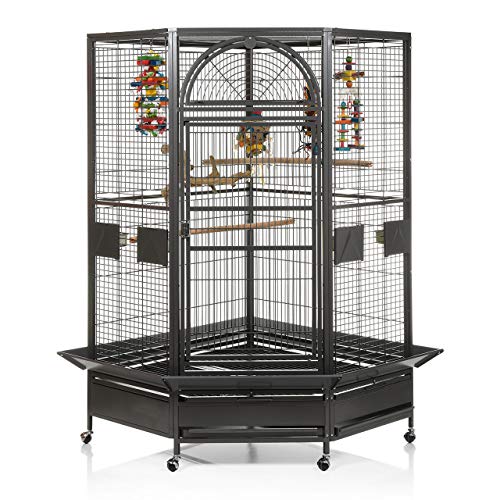 Montana Cages | Eckkäfig Denver - Eckvoliere XXL in anthrazit | Papageienkäfig, Papageienvoliere von Montana Cages