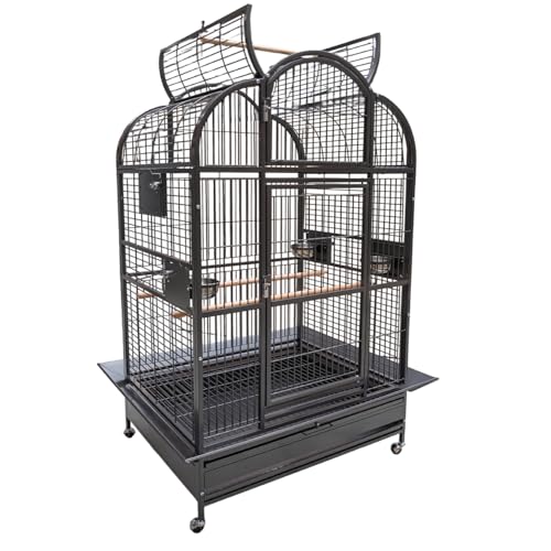 Montana Cages | Papageienkäfig New Berlin XXL für Papageien | großes Vogelheim mit Vario-Dach, Unterschrank, Edelstahlnäpfe, Spielplatzdach & Rollen - geeignet für große und mittlere Papageien von Montana Cages