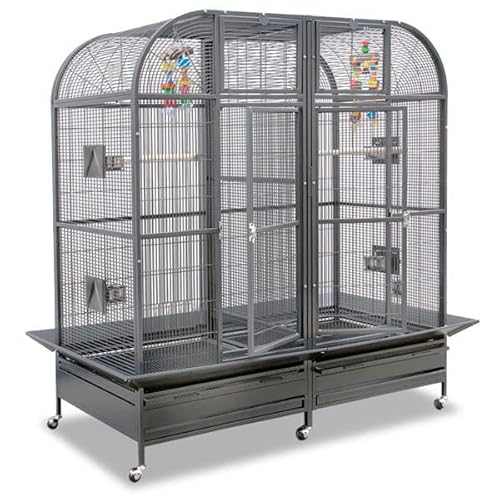 Montana Cages | Voliere XXL, Käfig XXL, Sittichkäfig XXL Palace II in Hammerschlag mit Trennwand von Montana Cages