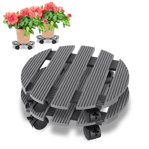 Monucep Pflanzenroller 2er Set, rund 30x30CM, Blumenroller Tragkraft 80 KG, mit feststellbaren Rollen, Schwere Blumentopf Gefäßroller für den Innen- und Außenbereich, Grau Monucep Pflanzenroller 2er Set, rund 30x30CM, Blumenroller Tragkraft 80 KG, mit feststellbaren Rollen, Schwere Blumentopf Gefäßroller für den Innen- und Außenbereich, Grau von Monucep